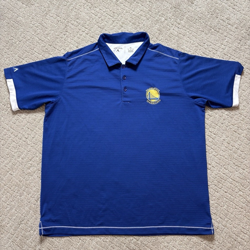 Antigua Golden State Warriors Golf/Polo Shirt Extra Large Blue Chest Logo NBA